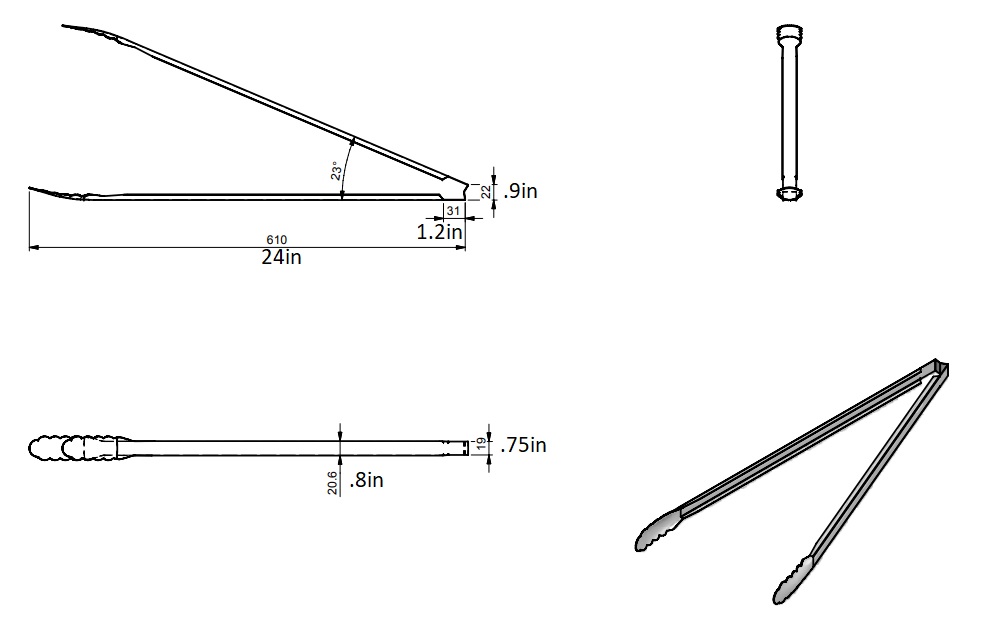 rattleware Tongs, Stainless Steel, 24in, Scalloped Edges - Image 2