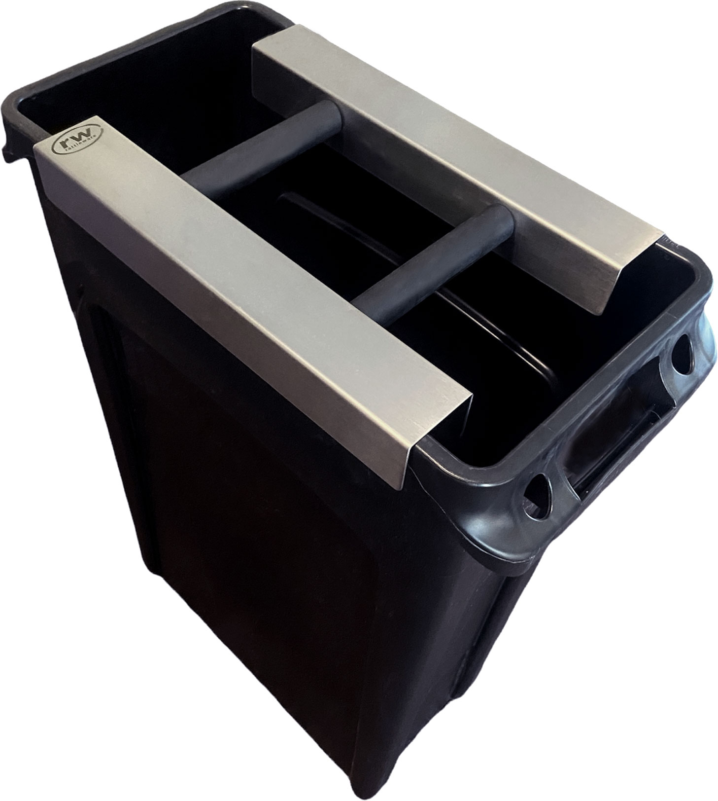 rattleware Knock Chute Made for Slim Jim Garbage Can Double Sided Stainless Steel - Image 2