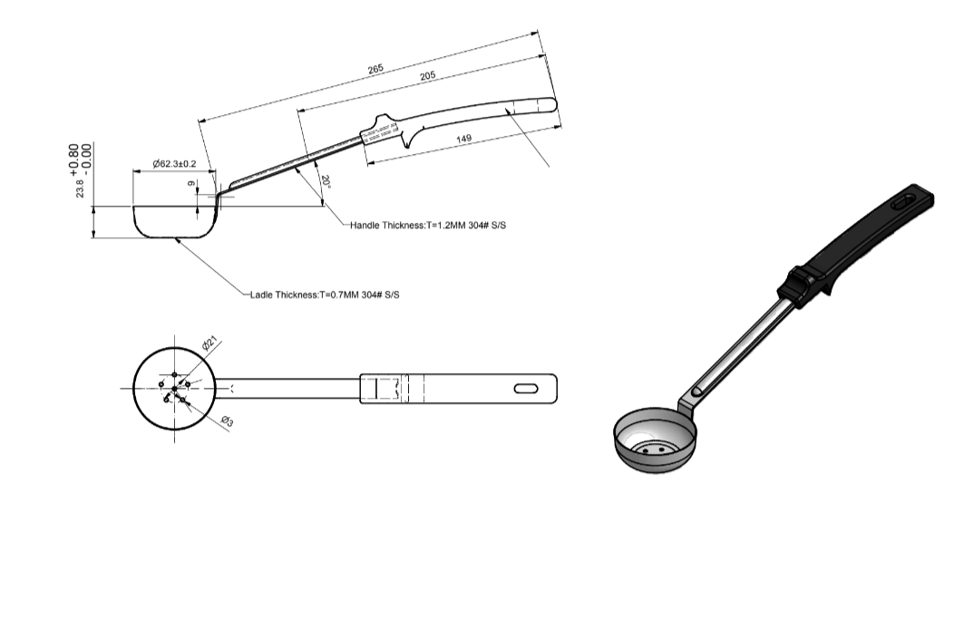 rattleware Egg Spoon Ladle, 2 oz, Perforated with Black Handle, Stainless Steel - Image 2