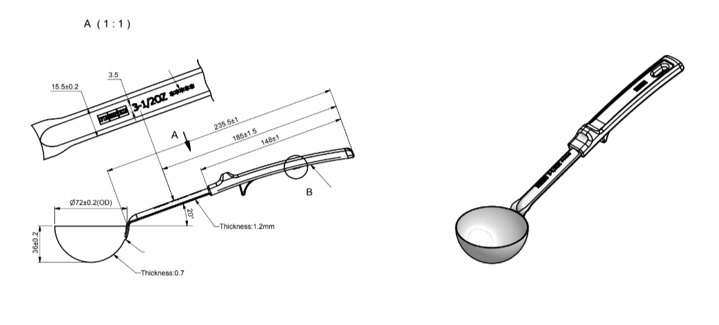 rattleware Egg Spoon Ladle, 3.5 oz, Green Handle, Stainless Steel - Image 2