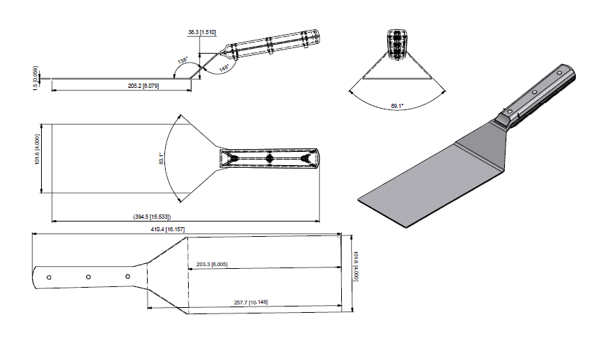 rattleware Stainless Steel Spatula 4"x8" - Image 2