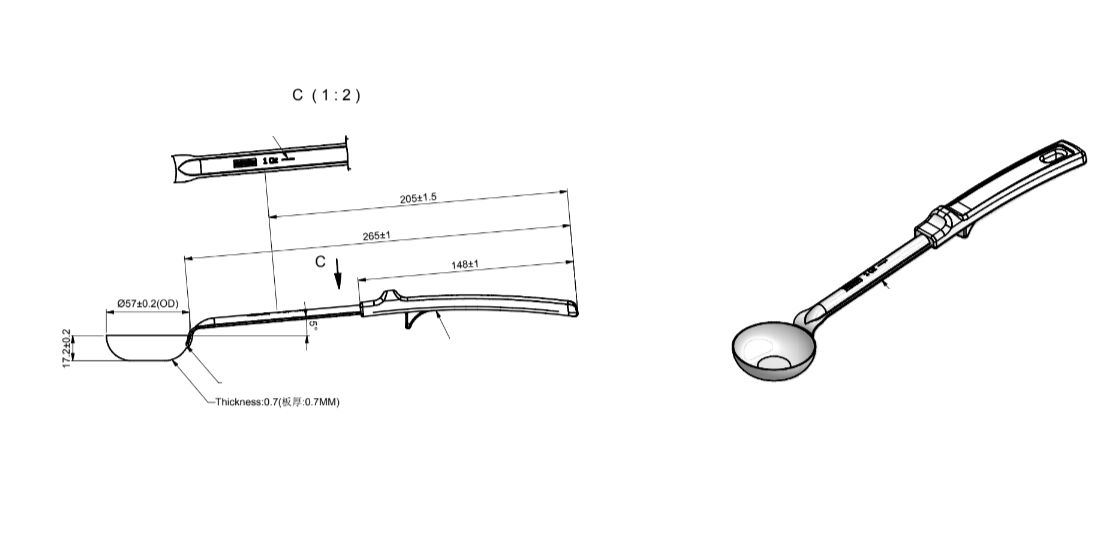 1 oz Ladle Spoon with Black Handle - Image 2
