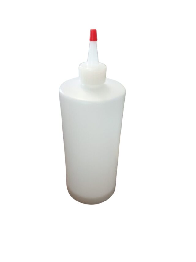 Bottle for Sauce Dispenser, White, Threaded, With Nozzle and Cap