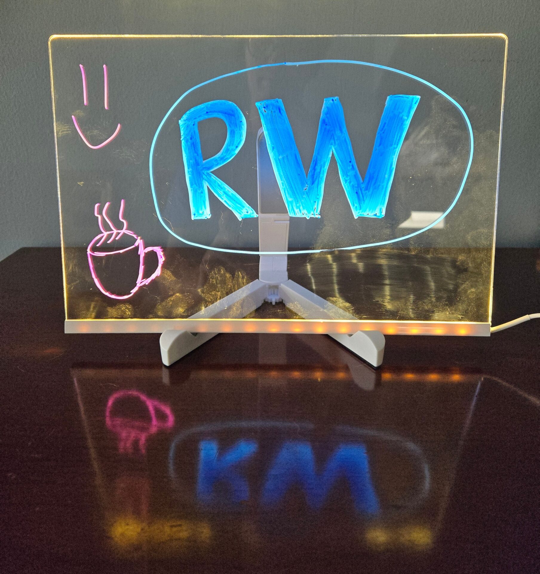 LED Acrylic Write On Board, 11.8"x7.9", with Stand - Image 2
