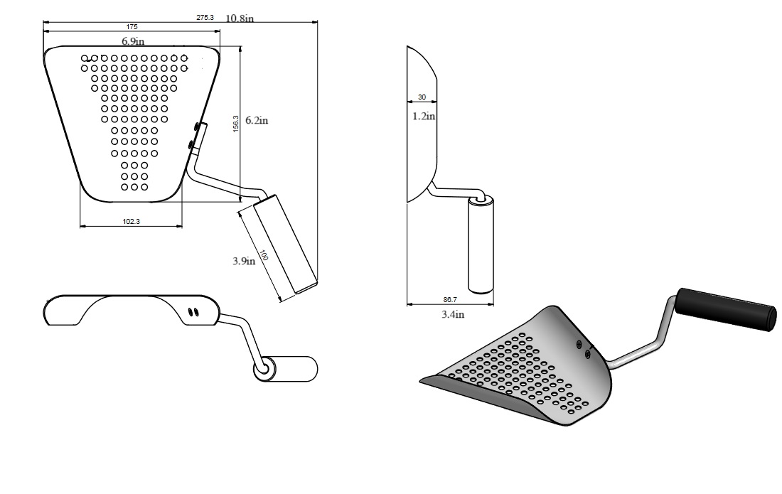 Scoop, Stainless Steel, for Popcorn, Right Hand, Black Handle - Image 6