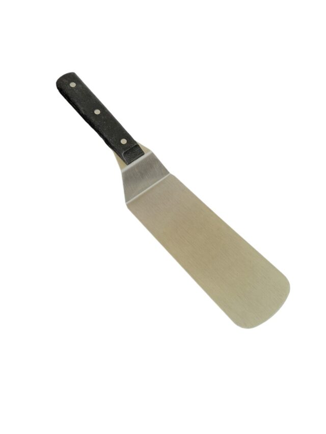 Stainless Steel Spatula, Black Handle, 8" x 3" Blade