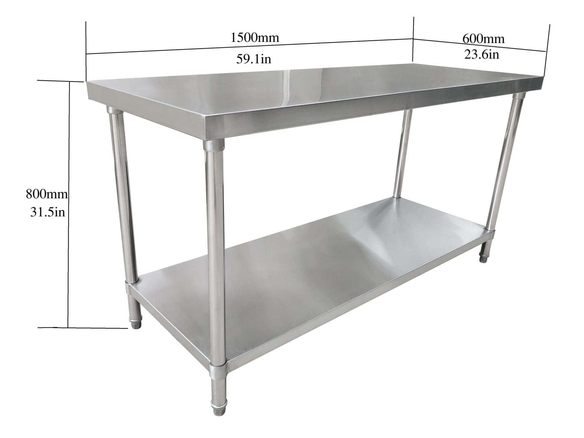 Economy Work Table, Stainless Steel, 59" x 23.8" x 33.5" - Image 8