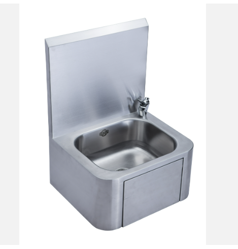 Stainless Steel Sink, Back Panel 16" x 12" x 22" Back Panel - 2" Drain