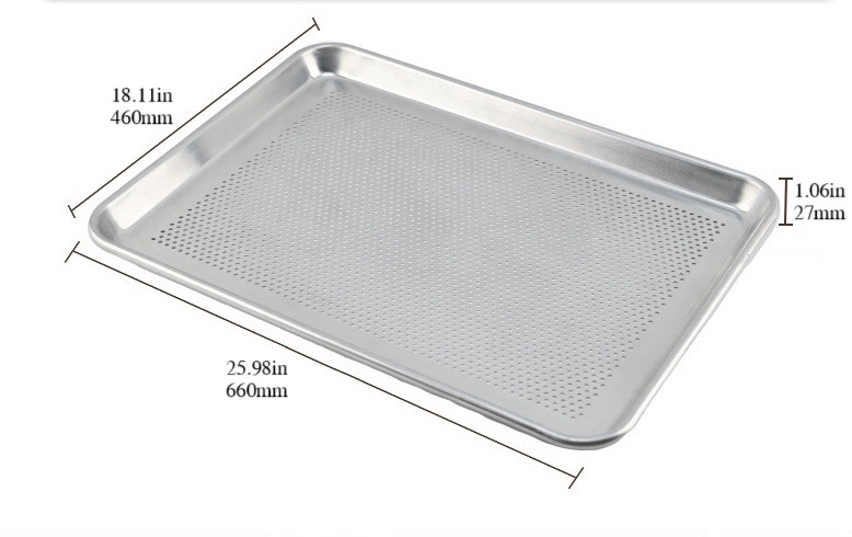 Quality Industries Baking Tray, Aluminum, with Holes for Airflow, 26"x18"x1" - Image 2
