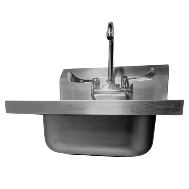 Quality Industries Stainless Steel Hand Sink with Wing Handle Faucet, Commercial Grade
