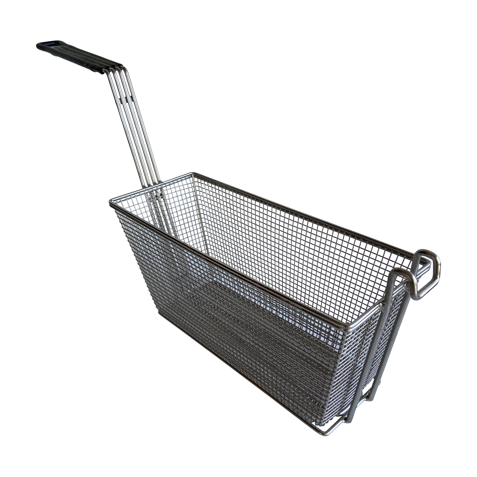 Quality Industries Fry Basket, Stainless Steel, Counter Fryer, Black Handle, 13.5"x5.5"x6.1"
