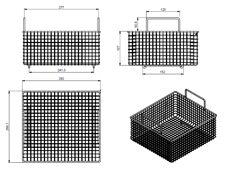 Quality Industries Coating Basket, Stainless Steel, for 2/3 Pan,  11.5” x 6.6” x 5” - Image 2