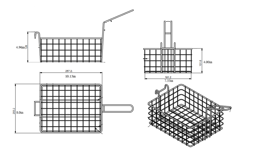Quality Industries Dip Basket, Stainless Steel, Hooked, Half Sized, 10"x8"x4" - Image 2