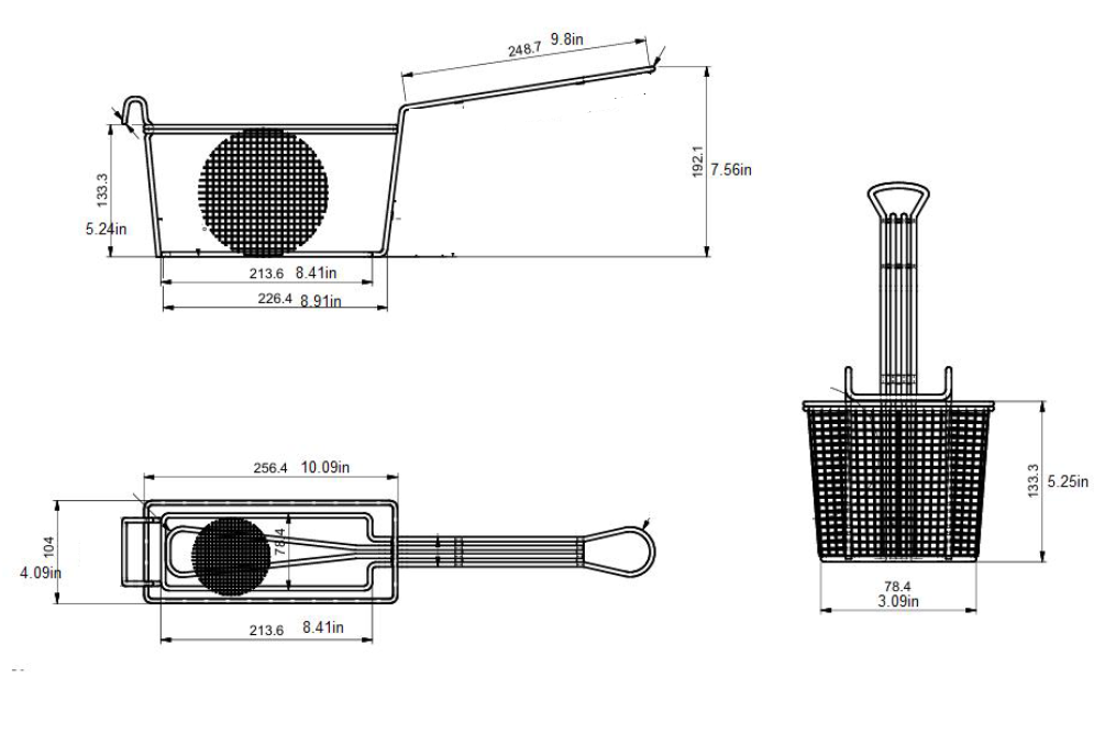 Quality Industries Basket, Fryer, 10" x 4" x 5.25" Basket Size, Stainless Steel - Image 2