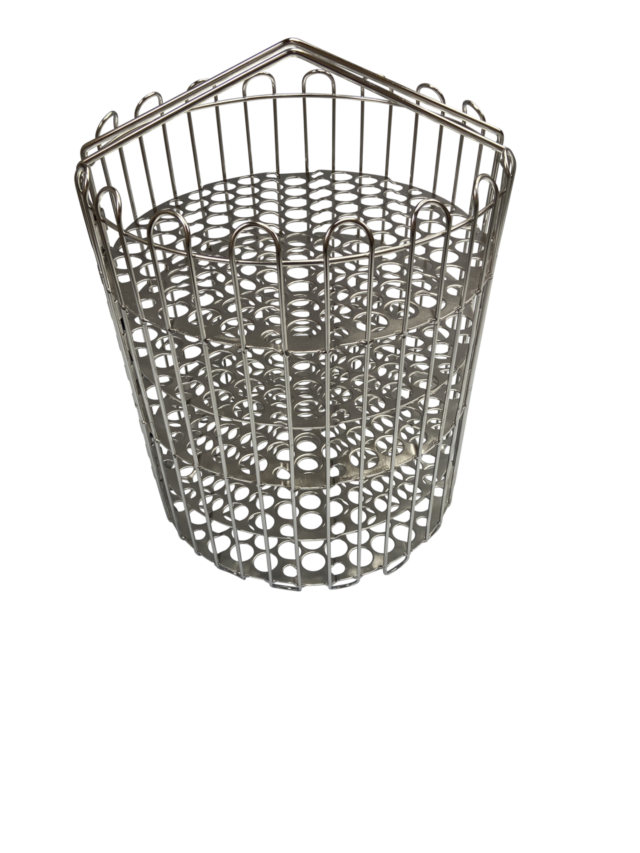 Quality Industries Fry Basket, Stainless Steel, Clamshell, 4HD, 11.7" Diameter, 15.4" Height