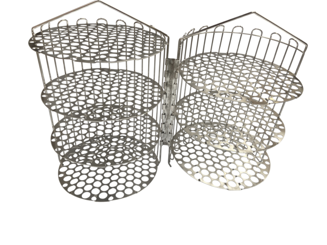 Quality Industries Fry Basket, Stainless Steel, Clamshell, 6HD, 11.7" Diameter, 15.75" Height