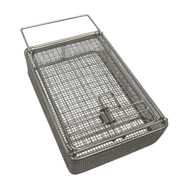 Quality Industries Parts Washing Basket, Stainless Steel, Two Hangers, Bolt Latch, 225x150x50 mm, (8.9x5.9x2 in)