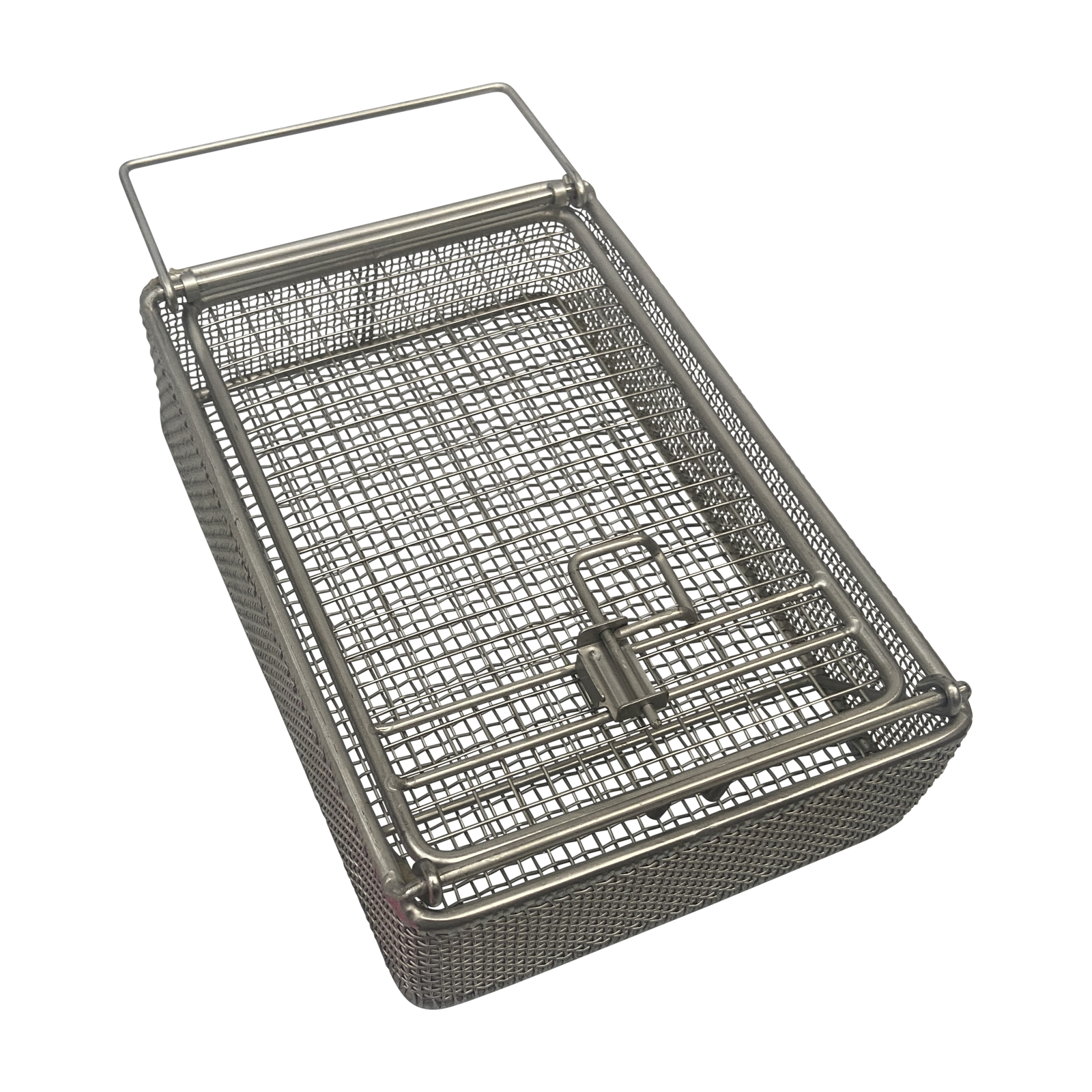 Quality Industries Parts Washing Basket, Stainless Steel, Two Hangers, Bolt Latch, 225x150x50 mm, (8.9x5.9x2 in)