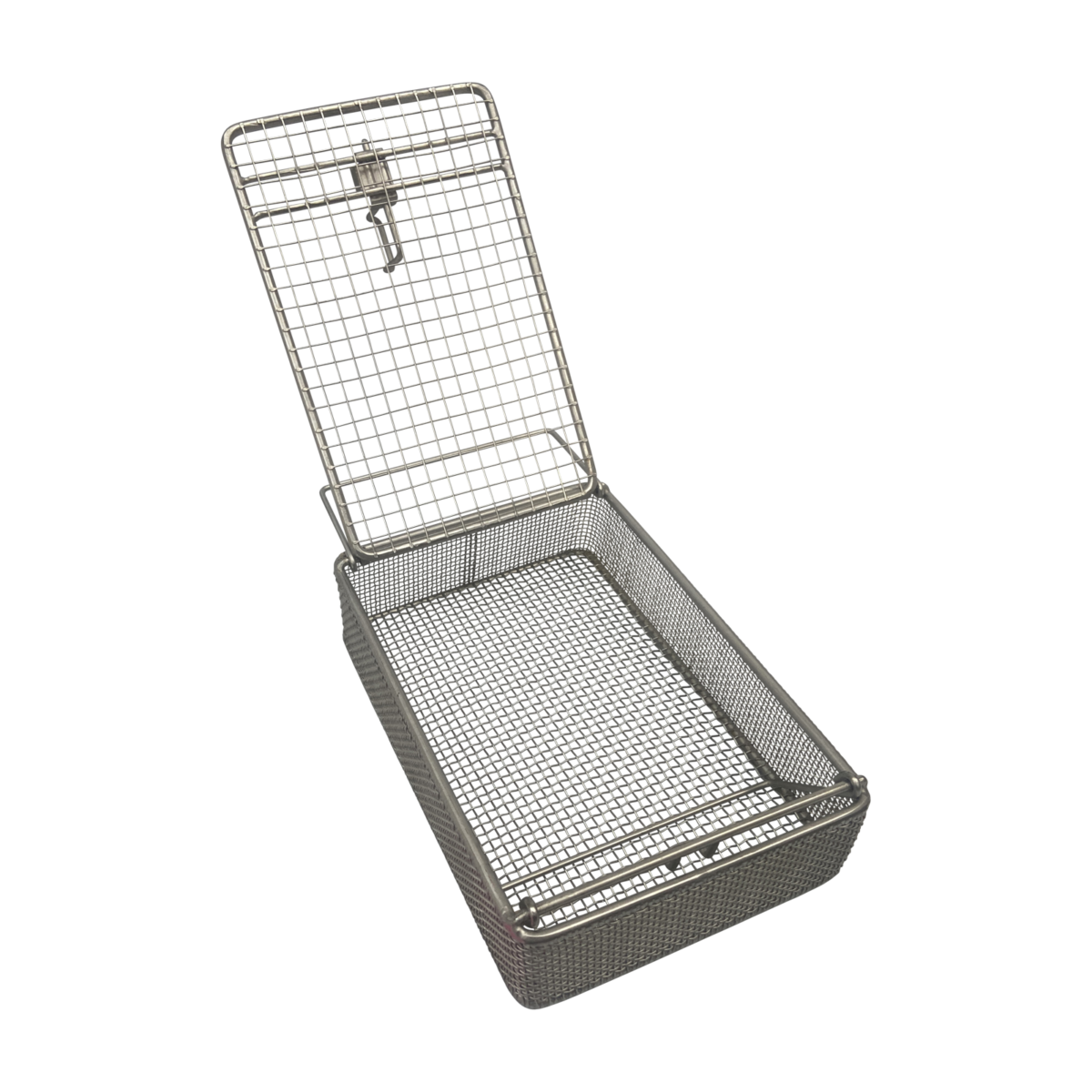 Quality Industries Parts Washing Basket, Stainless Steel, Two Hangers, Bolt Latch, 225x150x50 mm, (8.9x5.9x2 in) - Image 2