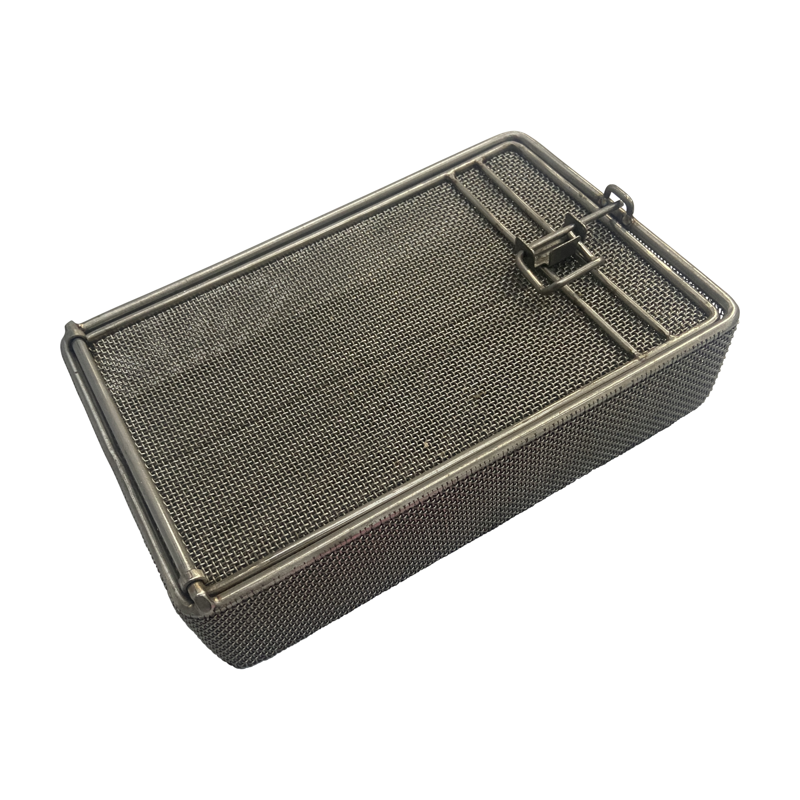 Quality Industries Parts Washing Basket, Stainless Steel, Fine Mesh, Bolt Latch, 8.9"x5.9"x2"