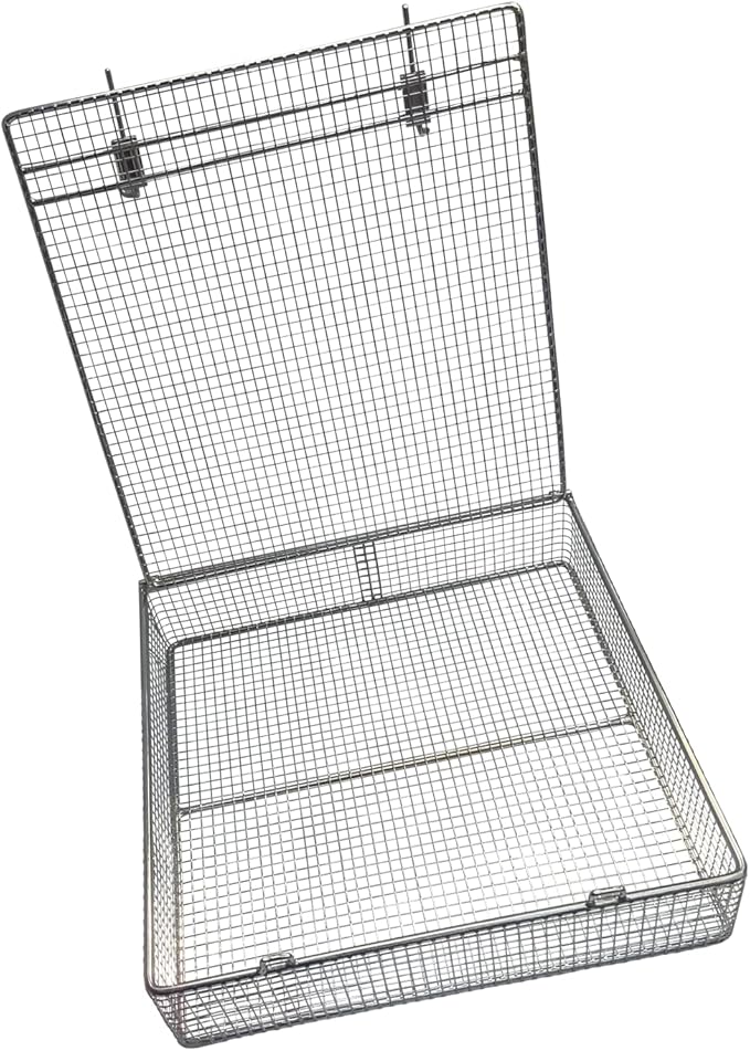 Quality Industries Parts Washing Basket, Stainless Steel Mesh, Double Locking, 279x279x64 mm, (11x11x2.5 in) - Image 2