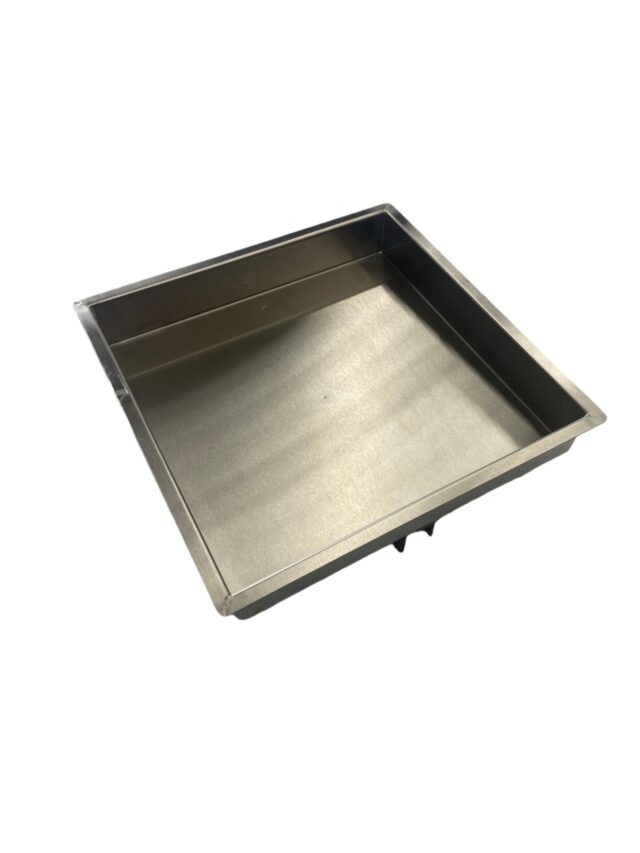 Quality Industries Stainless pan, w/a holding bracket