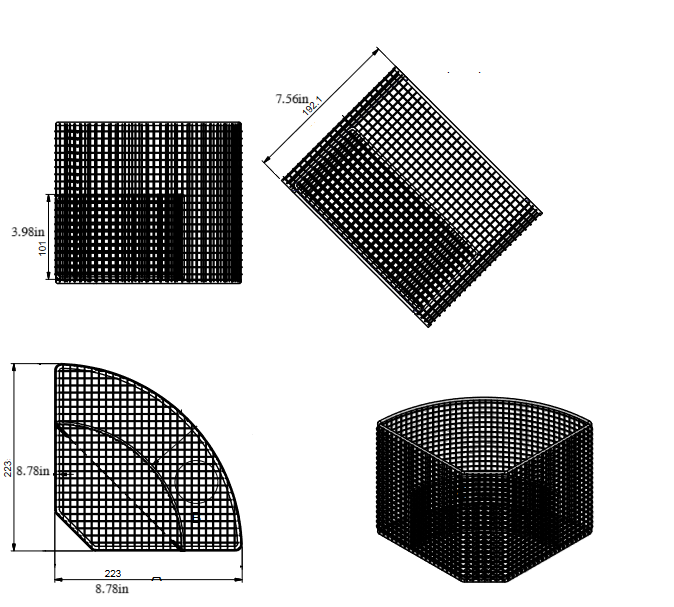 Quality Industries Parts Washing Basket, Quarter Round, Stainless Steel, 223mm Radius, 192mm Height - Image 3