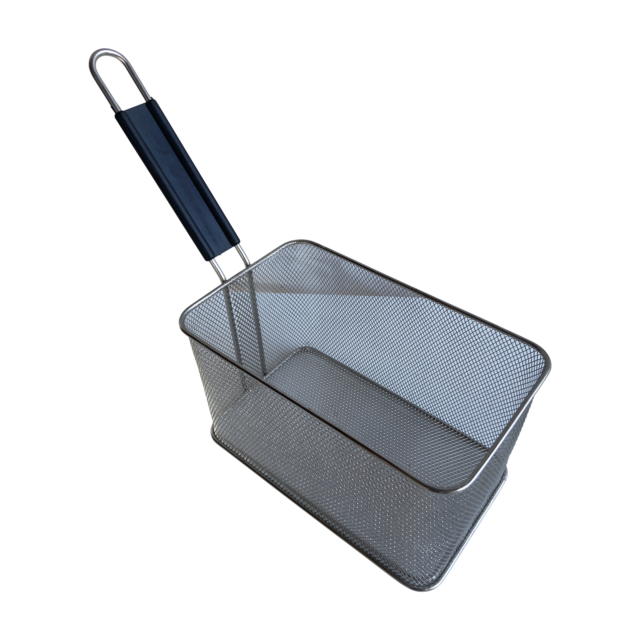 Quality Industries Pasta Basket, Stainless Steel, Black Handle, 5.9"x9.8"x5.7"