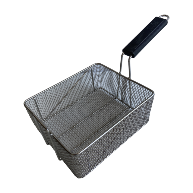 Quality Industries Fry Basket, Stainless Steel, Black Handle,10.24″ x 8.7″ x 4.3″