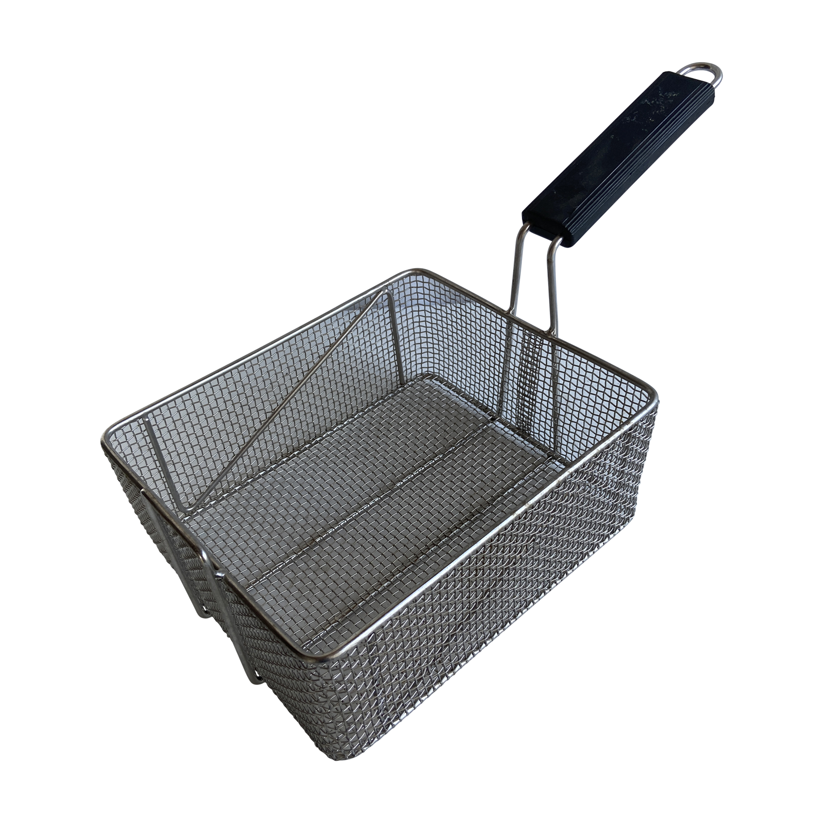 Quality Industries Fry Basket, Stainless Steel, Black Handle,10.24″ x 8.7″ x 4.3″