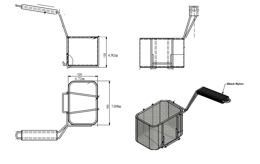 Quality Industries Pasta Basket, Black Nylon Handle, 180x120x125 (mm) - Image 2