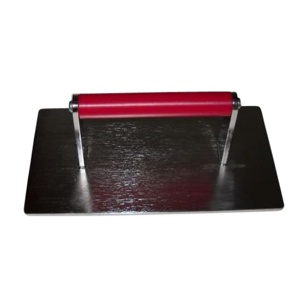 Quality Industries Stainless Steak Weight, Red Handle, ~5lbs, 11"x6"