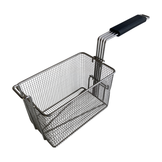 Quality Industries Fry Basket, Stainless Steel, Black Handle, 9.84″ x 5.9″ x 6.3″