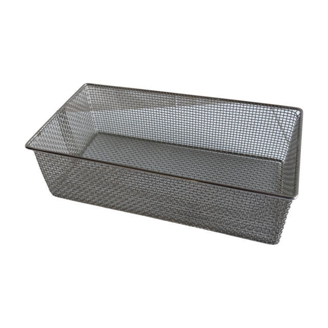 Quality Industries Parts Washing Basket, Stainless Steel, for Ultrasonic Cleaner, No Lid, No Handles, 305x152x89 (mm)