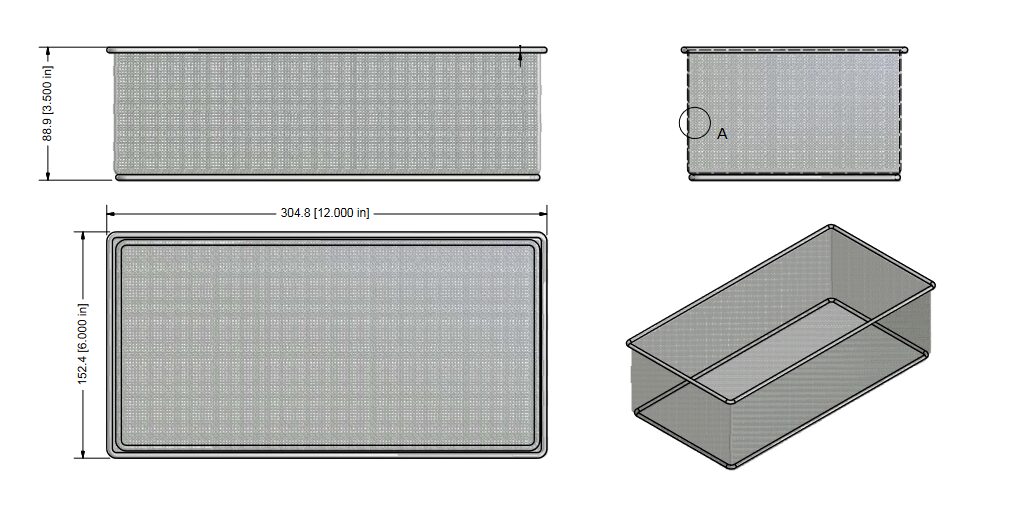 Quality Industries Parts Washing Basket, Stainless Steel, for Ultrasonic Cleaner, No Lid, No Handles, 305x152x89 (mm) - Image 2