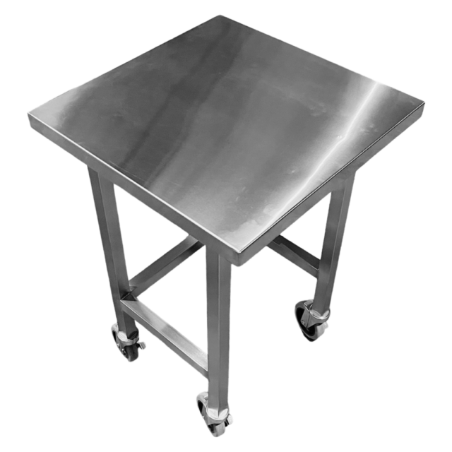 Quality Industries Landing Table w/ Swiveled Caster Kit with Brakes, 24" x 24" x 36", Stainless Steel