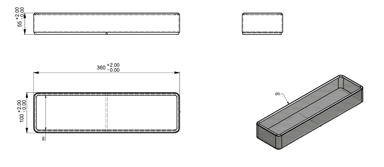 Quality Industries Parts Washing Basket, Open, for Ultrasonic Cleaner, Stainless Steel, 360x100x55 (mm) - Image 2