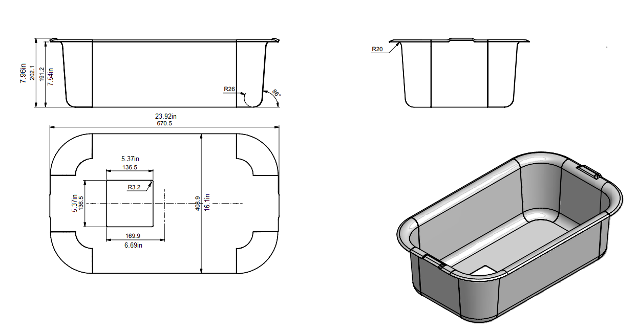 Quality Industries Lug, Stainless Steel, Hole on Left 24" x 16" x 8" - Image 2