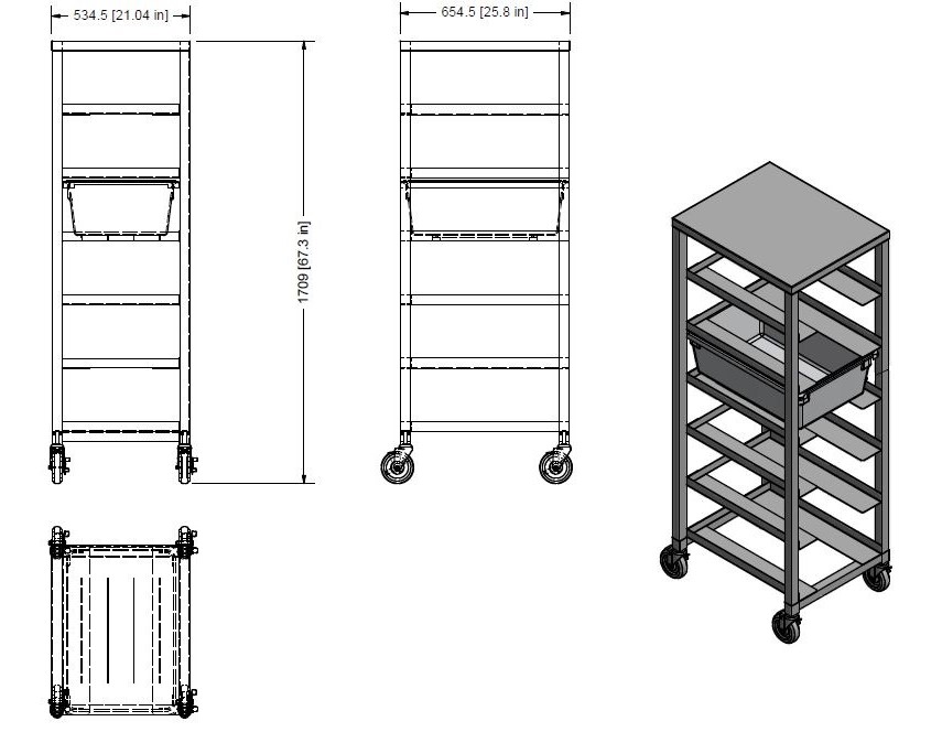 Quality Industries Rack - 21''x 26"x 8" with 6 Layers, Stainless Steel - Image 4
