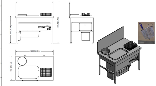 Quality Industries 48" x 31" Table with QI Sifter, Bullet Feet, 220V RH