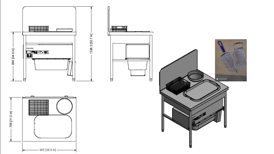Quality Industries 38" x 31" Table with QI Sifter, Bullet Feet, 220V LH