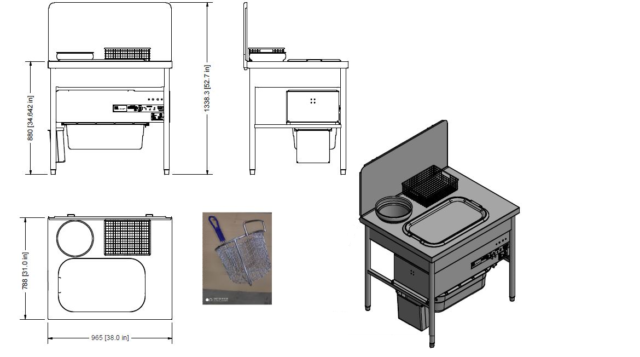 Quality Industries 38" x 31" Table with QI Sifter, Bullet Feet, 220V RH