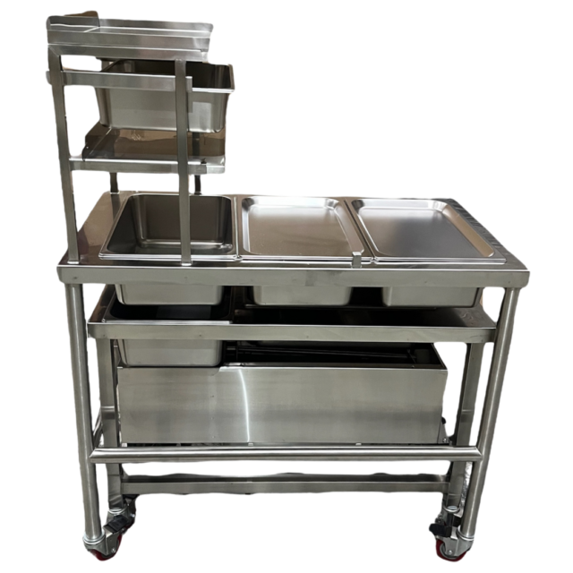 Quality Industries Sifter Table, Tall, 43.3" x 25" x 56.5", SS, Swiveled Caster Kit with Brakes - Commercial Kitchen Appliance