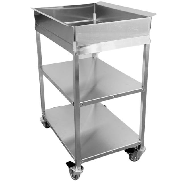 Quality Industries Landing Cart w/ Swiveled Caster Kit with Brakes, 27" x 22" x 38", Stainless Steel