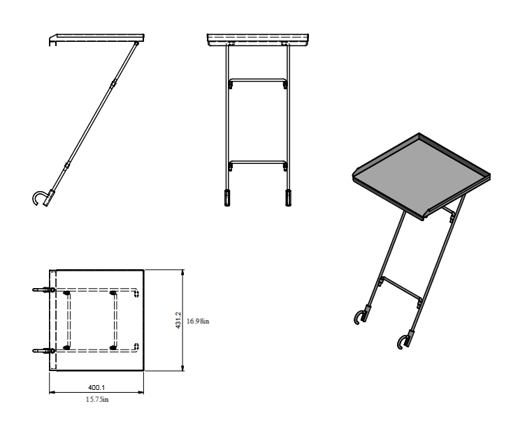 Quality Industries Side Shelf for 3-Compartment Sink, Stainless Steel - 17x15.75in