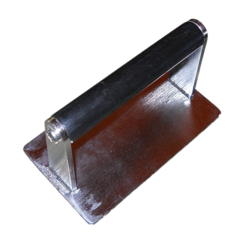 Quality Industries Stainless Steak Weight, Black Handle, ~3lb, 7"x4"