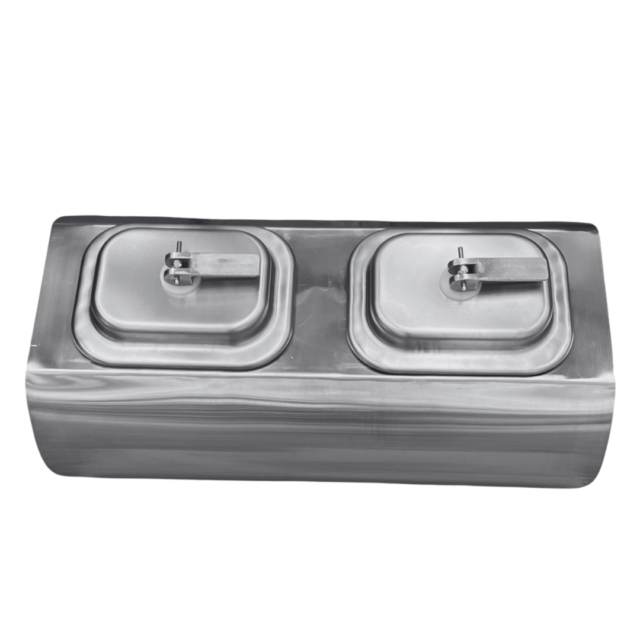 Quality Industries Double Drum with Lid, Stainless Steel Marinators, 32.76x16.76x14.96in