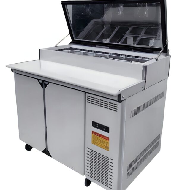 Quality Industries 48" Stainless Steel Prep Table with Pan Storage and Cutting Board