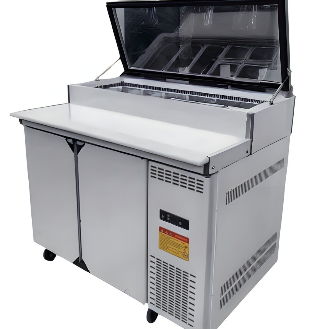 Quality Industries 48" Stainless Steel Prep Table with Pan Storage and Cutting Board