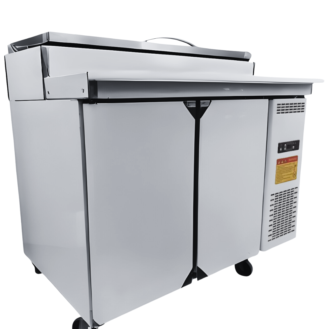 Quality Industries 48" Stainless Steel Prep Table with Pan Storage and Cutting Board - Image 3